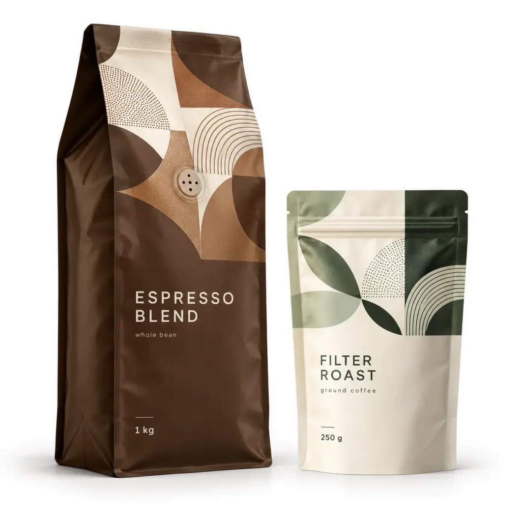 Custom coffee packaging pouches
